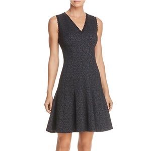 Rebecca Taylor ROSE Black/Blue Combo Skater Dress